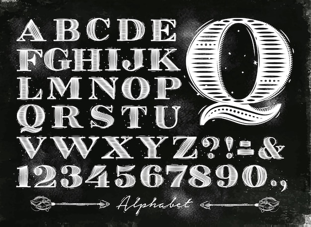 Vecteur craie alphabet vintage