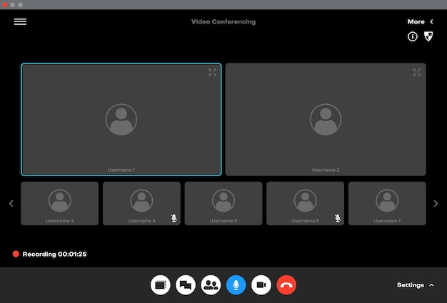 Écran d'appel de vidéoconférence de l'interface d'appel vidéo