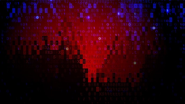 Écran Pixel Numérique Fond Rouge Foncé. Concept de cybercriminalité