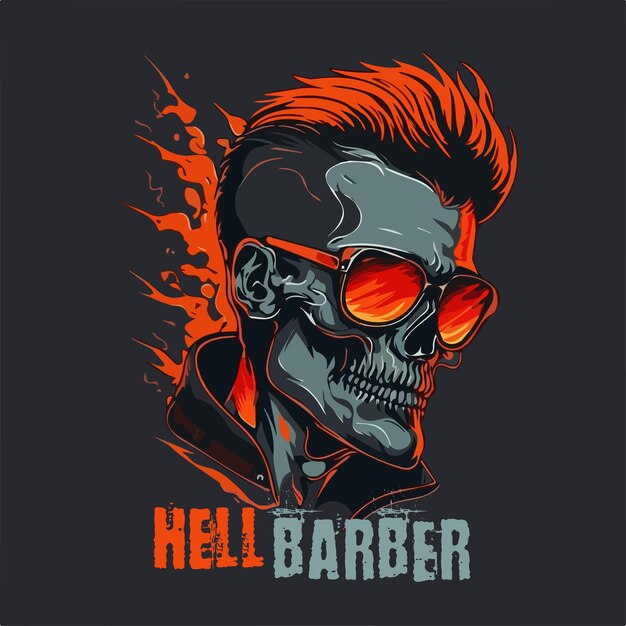 Crâne Barber tshirt illustration vectorielle