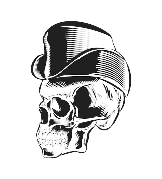 Crâne Avec Des Chapeaux Vintage Isolés