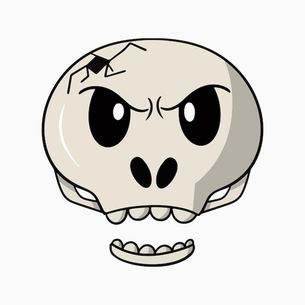 Crâne en colère avec Crack Crâne de dessin animé mignon pour illustration vectorielle de vacances cartoon style