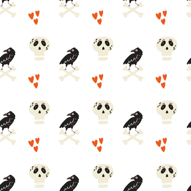 Crâne de corbeau motif Halloween