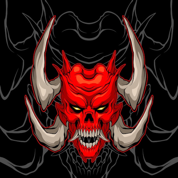 Vecteur crâne de démon rougecrâne de démon rouge
