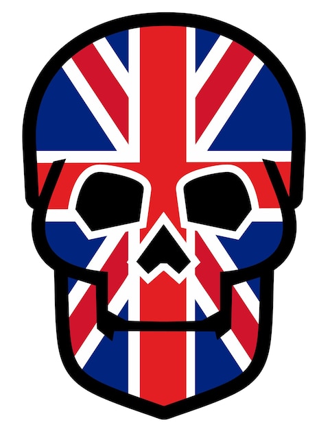 crâne avec drapeau britannique union Jack grunge design vintage t-shirts