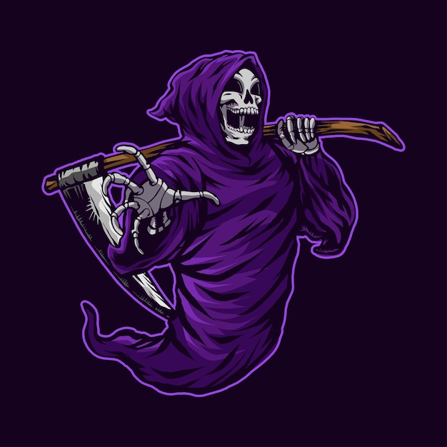 Vecteur crâne effrayant grim reaper illustration