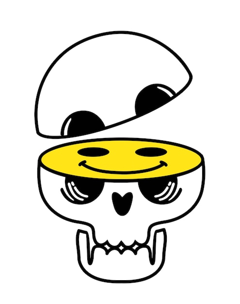 Crâne émoticônes Emojis Optimisme Pensée Positive Halloween Tshirt Autocollant Logo Tatouage Crâne Avec