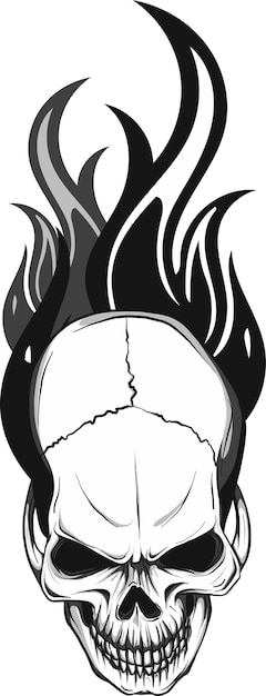 Crâne en feu avec vecteur de flammes