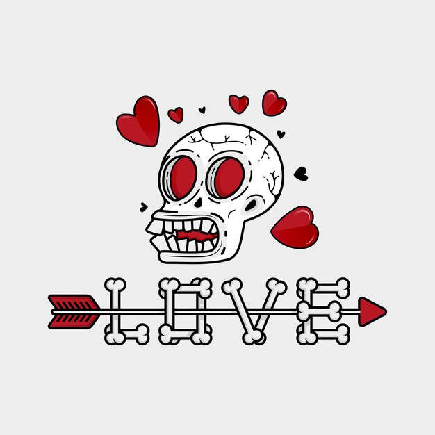 Le Crâne D'un Imbécile Amoureux Avec Un Cœur Rouge Autour.