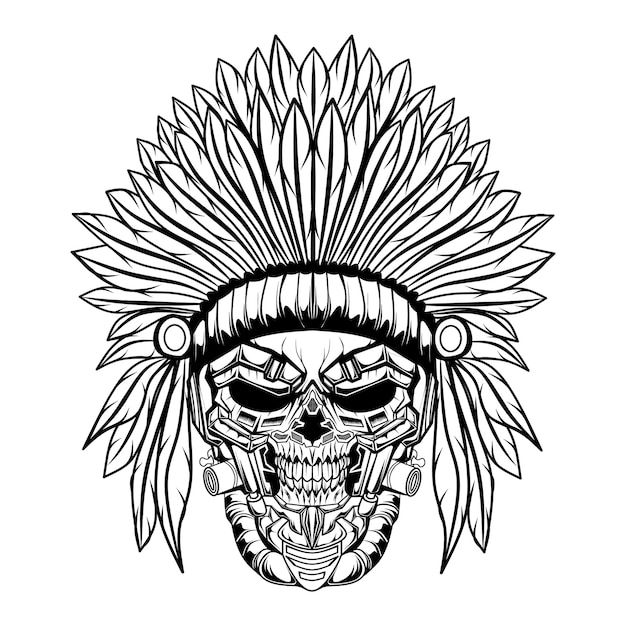 Crâne indien noir et blanc