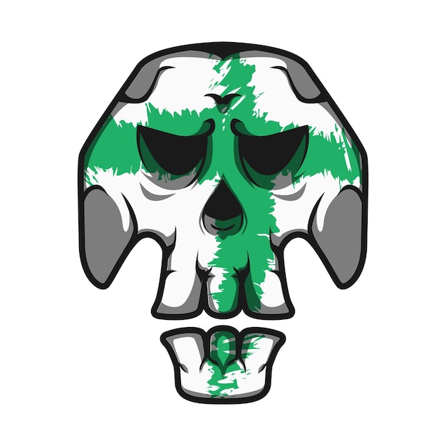Vecteur crâne de mascotte avec couleur de texture verte vecteur premium