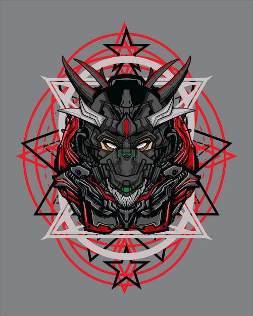 Crâne Mecha Concept Pour Tshirt Et Nft Illustration