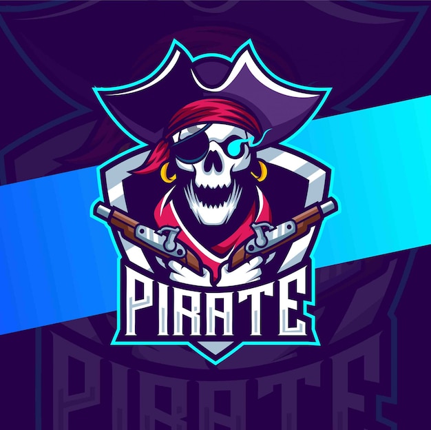 Crâne De Pirate Avec Des Fusils Mascotte Esport Création De Logo