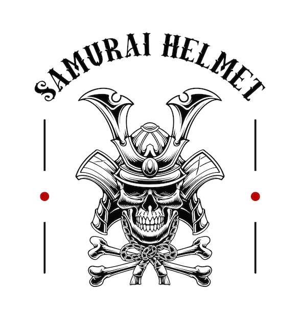 Vecteur crâne samouraï casque design illustration vectorielle