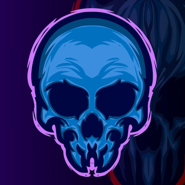 Crâne tête illustration mascotte logo obscurité