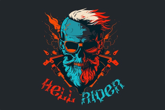 Crâne de vecteur né pour monter l'art pour tshirt