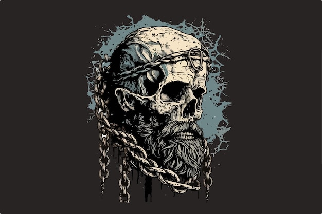 Crâne Viking Vector Illustrtion Pour Tshirt