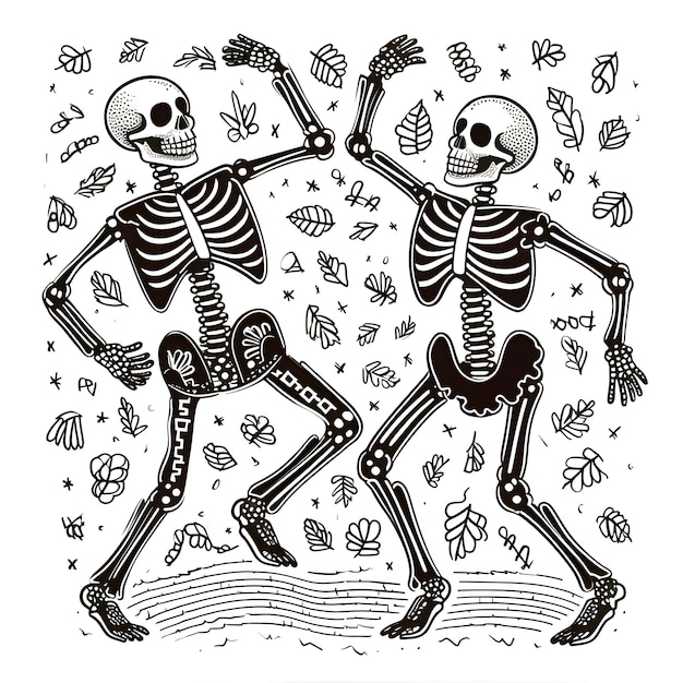 Vecteur crânes et os illustration vectorielle du squelette et du squelète
