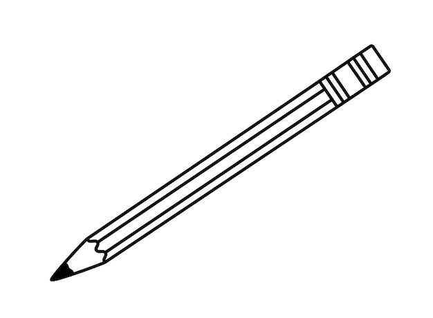 Vecteur crayon avec gomme outil pour dessiner papeterie scolaire dessinée à la main style de ligne doodle