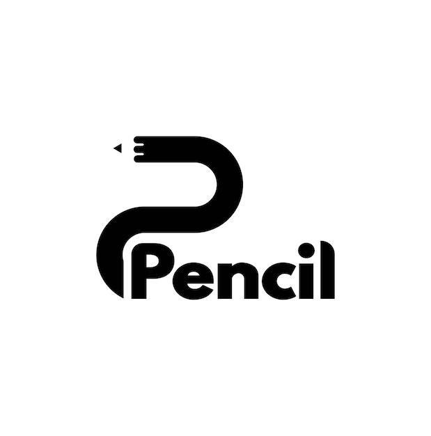 Vecteur crayon lettre initiale p modèle d'idée de conception de logo