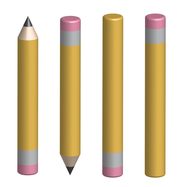 Crayons 3d Sur Fond Blanc Concept D'éducation Illustration Vectorielle