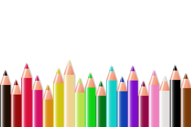 Crayons de couleur sur fond blanc
