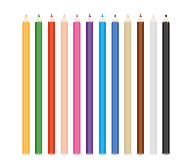 Crayons De Couleur Isolés Sur Un Fond Blanc Illustration Vectorielle