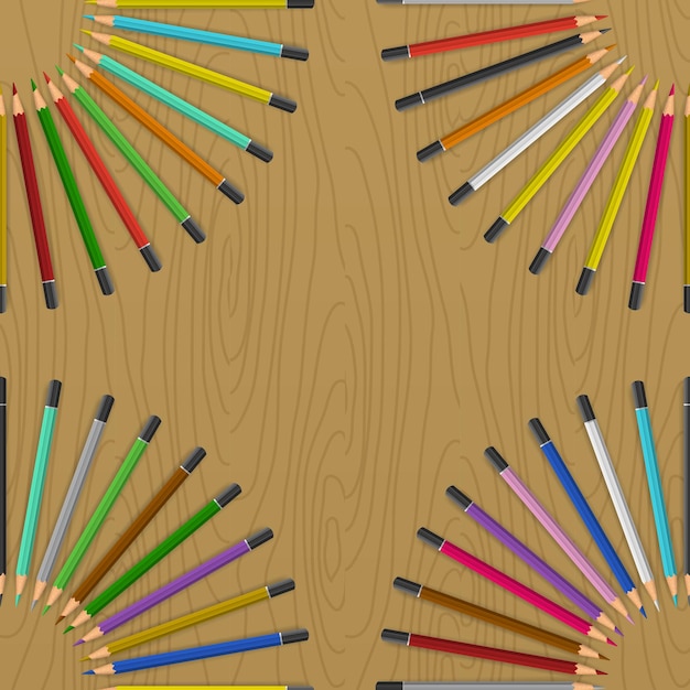 Vecteur crayons de couleur sur table