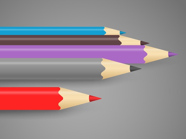 Crayons de couleurs différentes dans une ligne. Concept artistique