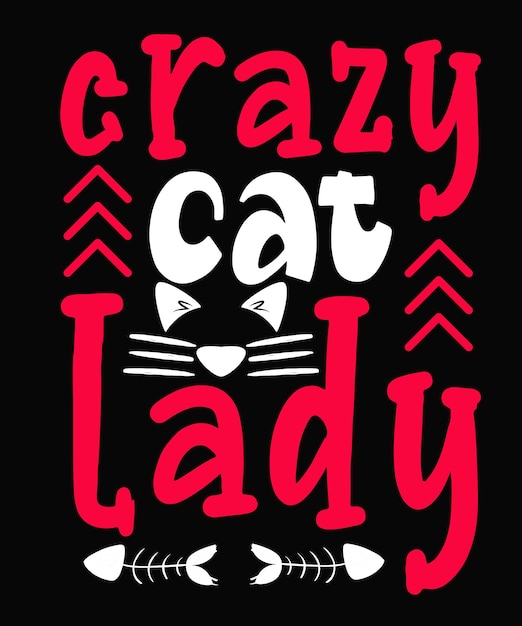 Vecteur crazy cat lady cat tshirt design