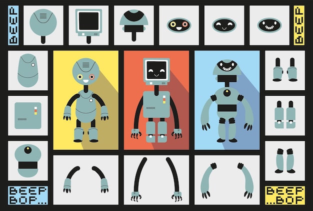 Vecteur créateur de personnages de robots mignons