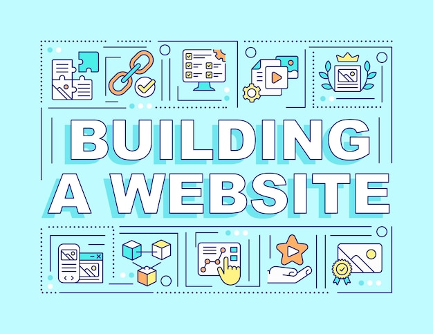 Création De Concepts De Mots De Site Web Bannière Cyan