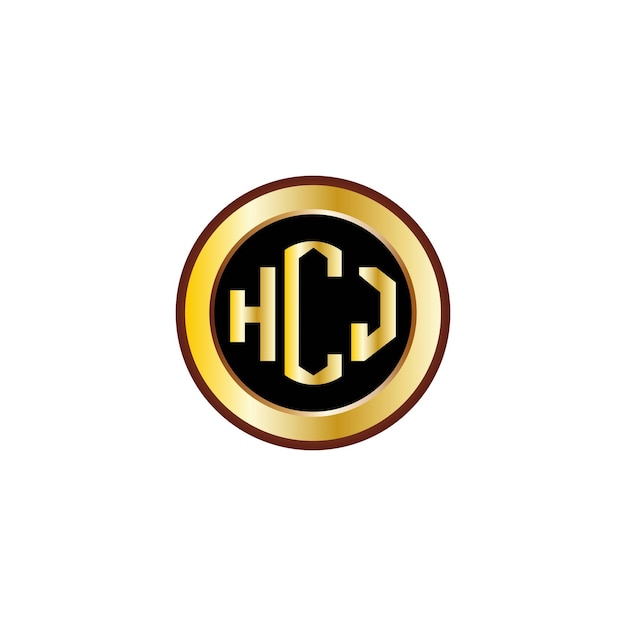 Création Créative De Logo De Lettre Hcj Avec Cercle Doré