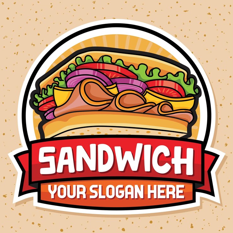 La création du logo du sandwich au pain blanc