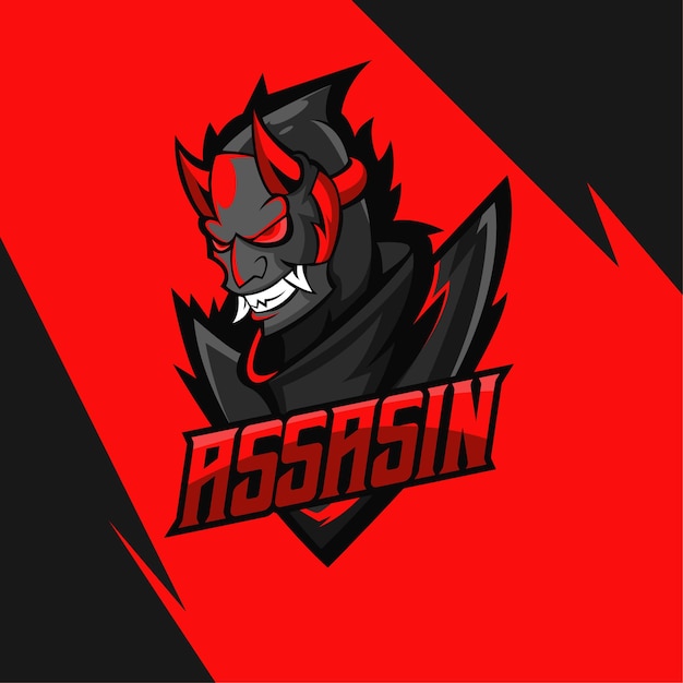 Vecteur création du logo de la mascotte oni assasin esport