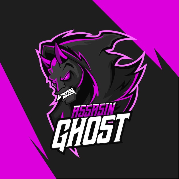 Vecteur création du logo de la mascotte oni assasin ghost esport