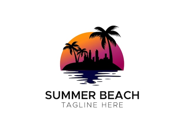 Création Du Logo De La Plage De Californie. Ensemble De Couchers De Soleil Rétro Dans Le Style Des Années 80 Et 90.