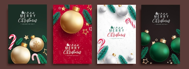 Création d'un ensemble vectoriel de textes de Noël joyeux Collection de cartes de vœux de Noël pour la saison des fêtes