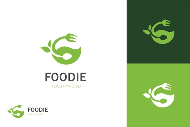 Vecteur création d'une icône de logo avec une fourchette et une cuillère symbole d'élément graphique pour le modèle de logo d'un restaurant alimentaire sain