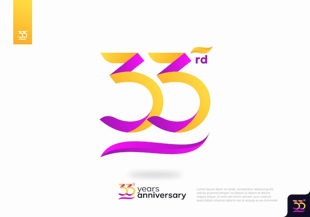 Création d'icône de logo numéro 33, numéro de logo du 33e anniversaire, anniversaire 33