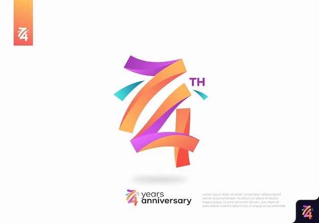 Création D'icône De Logo Numéro 74, Numéro De Logo Du 74e Anniversaire, Anniversaire 74