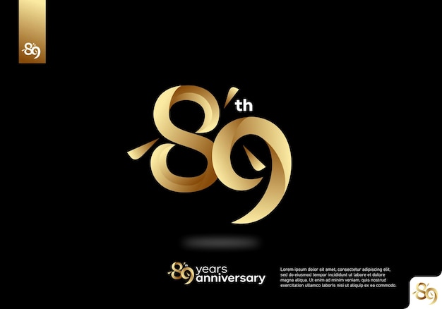 Création D'icône De Logo Or Numéro 89, Numéro De Logo Du 89e Anniversaire, 89e Anniversaire.