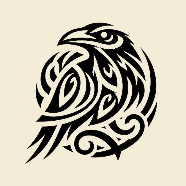 Vecteur création d'icône de logo de tatouage tribal corbeau