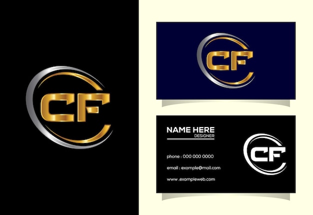 Création Initiale Du Logo Cf De La Lettre Monogramme. Symbole Alphabétique Graphique Pour L'identité De L'entreprise