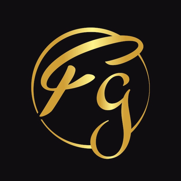 Création initiale de logo de type de lettre de script FG avec modèle vectoriel de typographie moderne Vecteur de logo de lettre de script créatif FG