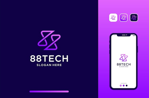 Création De Logo 88tech Pour La Technologie Et La Marque électrique