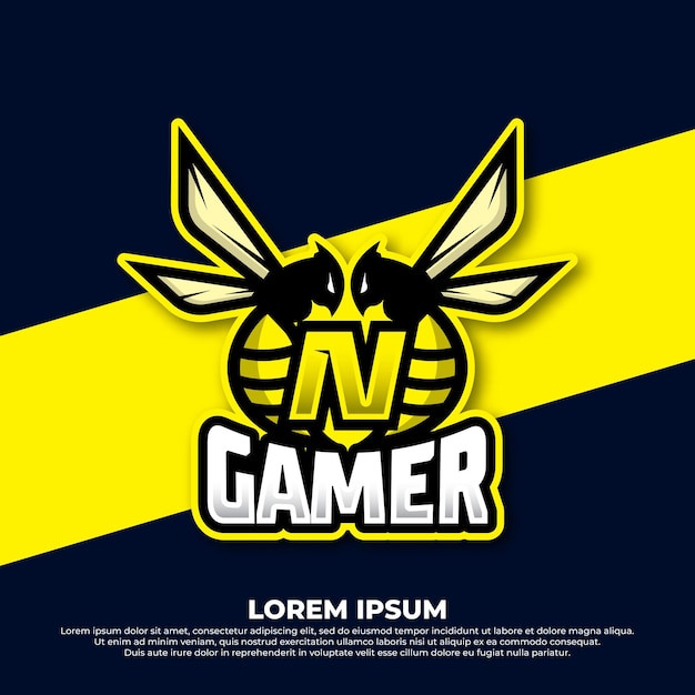 Création De Logo Abeille Lettre N Création De Logo Esport Mascotte Abeille Frelon Icône Du Logo Mascotte Esport Abeille En Colère