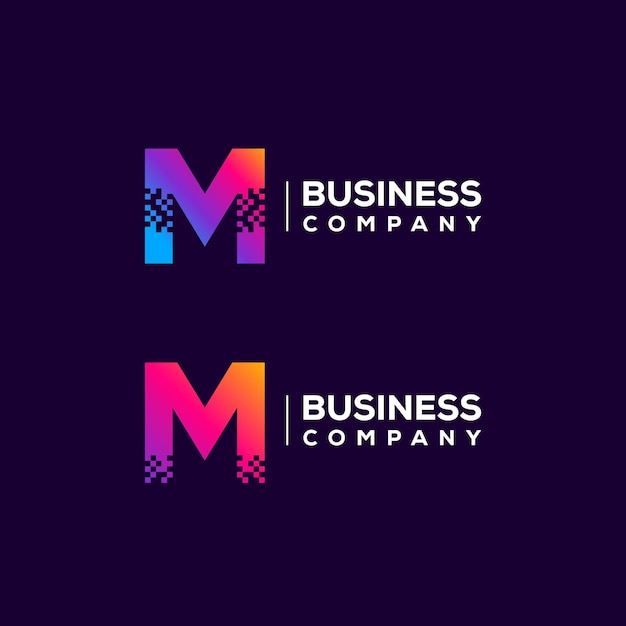 Création De Logo Abstrait Lettre M Avec Forme Carrée De Pixels Pour La Technologie Et L'entreprise Numérique