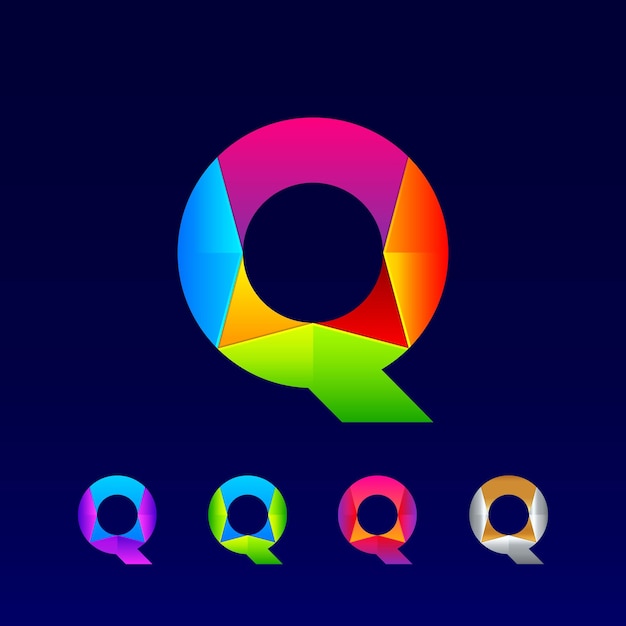 Création de logo abstrait lettre Q avec 3d brillant coloré et dégradé pour entreprise