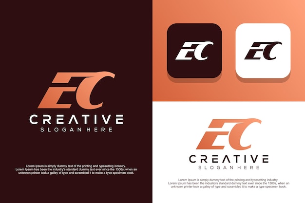 Création de logo abstrait monogramme lettre EC